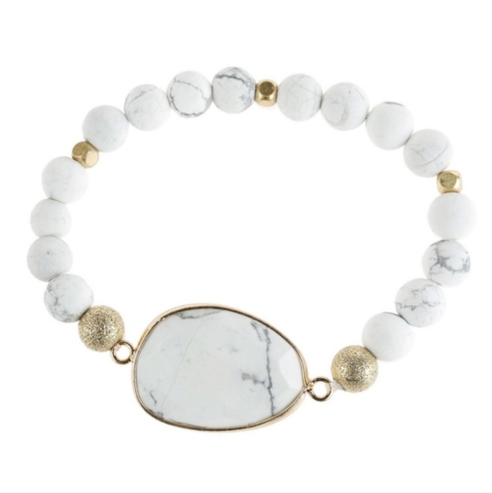 2 for $20 NWT White Natural Stone Stretch Beaded Bracelet